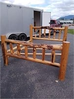 King size log bed frame