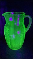 Uranium Glass Vintage Green Beverage Pitcher