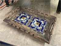 Wood/Painted Tile Tray 13x8