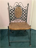 Iron Woven Back Chair w/ Rattan Seat & Back Insert