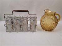 MCM glasses w/ holder/ pitcher