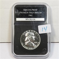 1961 Silver Proof Franklin Half Dollar 90%