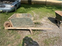 Primitive wooden wheelbarrow