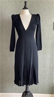 St John Vintage Black Knit & Chiffon Dress