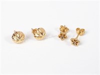 2 Pairs of Gold Earrings