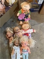 Box of  Cabbage Patch dolls and more