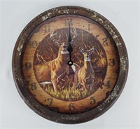 Deer Themed Clock Metal and Glass