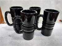 Set of 4 MCM Tierra Opaque Black Baluster Mugs