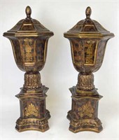Pair of Decorative Lidded Urns