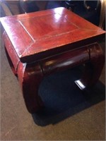 Pedestal Table Antique Red Finish 16" x 16" x