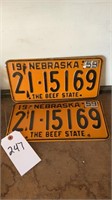 Vintage Nebraska License Plate Set