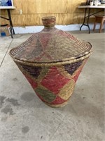 Large Covered Sweet Grass Basket 24"H