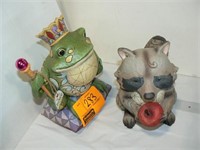 2 LARGE JIM SHORE TOAD AND RACCOON