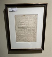 Framed 1863 Letter from the War Department
