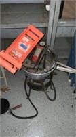 Fish fryer, foot air pump and drywall carrier