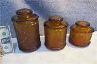 3pc. Amber Glass Cannister Set