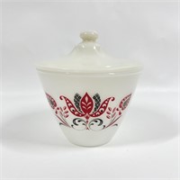 Mid Century Fire King Modern Tulip Lidded Jar