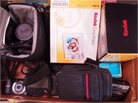 Box of cameras and accessories including