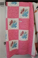 Pink and White Bird Quilt