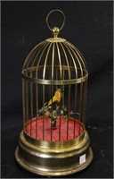 19th C. MECHANICAL SINGING BIRD IN GILDED CAGE