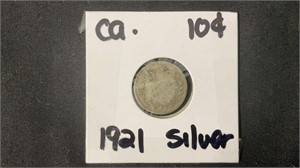1921 Silver 10 Cent Coin