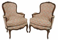 (2) FRENCH LOUIS XV STYLE UPHOLSTERED BERGERES