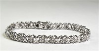 Sterling "Diamond" Bracelet 13 Grams 7.25"