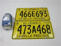 2 plaques d'immatriculation Québec