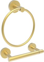 Gold Toilet Paper Holder & Towel Ring