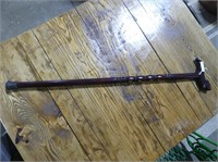 32" CHERRY FINISH DRAGON HEAD CARVED WOOD CANE
