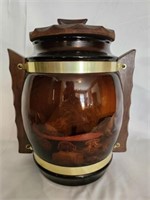 Vintage Siesta Ware Amber Glass Jar w Misc Items