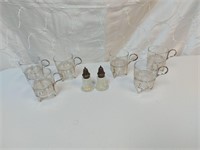 Vereco France Glass Cups with Holders S+P Shakers