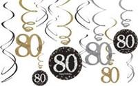 Milestone 80th Birthday Hanging Swirl Decorations