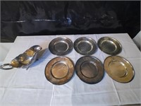 Silver Plated 6 Saucers & Gravy Bowl