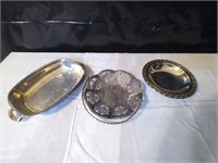 Silver Plated Bowl & 2 Trays