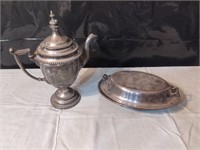 Silver Plated Teapot and Serving Dish