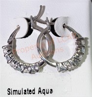 Sterling Silver Created Aquamarine Earrings