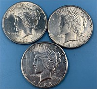 3 Peace dollars: 1923 S x2, 1923       (33)