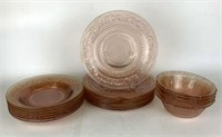 Assortment of Pink Depression Glass Plates & Bowls