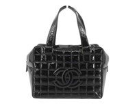 Chanel Black Chocolate Bar Enamel Handbag