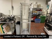 ALUMINUM BAKERY TRAY CART ON CASTERS (LOCATED IN