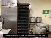METAL BREAD TRAY CART ON CASTERS