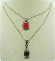 2 Sterling Gemstone Necklaces