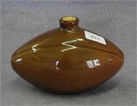 Brown glazed stoneware small football nip bottle