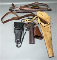 5 Leather Rifle Slings,3 Holsters,1 Cheek Piece