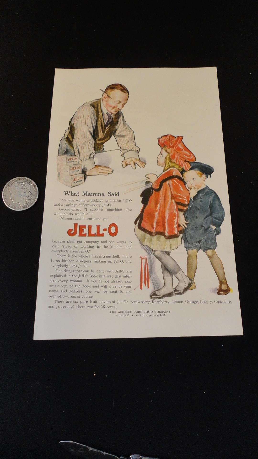 1919  JELL-O Magazine Ad with Rose O'Neill Art