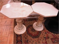 Pair of octagonal faux marble tables with