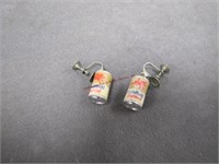Pair of mini Mobil special oil screw back earrings