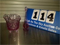 2 Piece lot of Fenton Art Glass Pink Vases