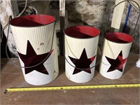 3 metal decorative buckets
